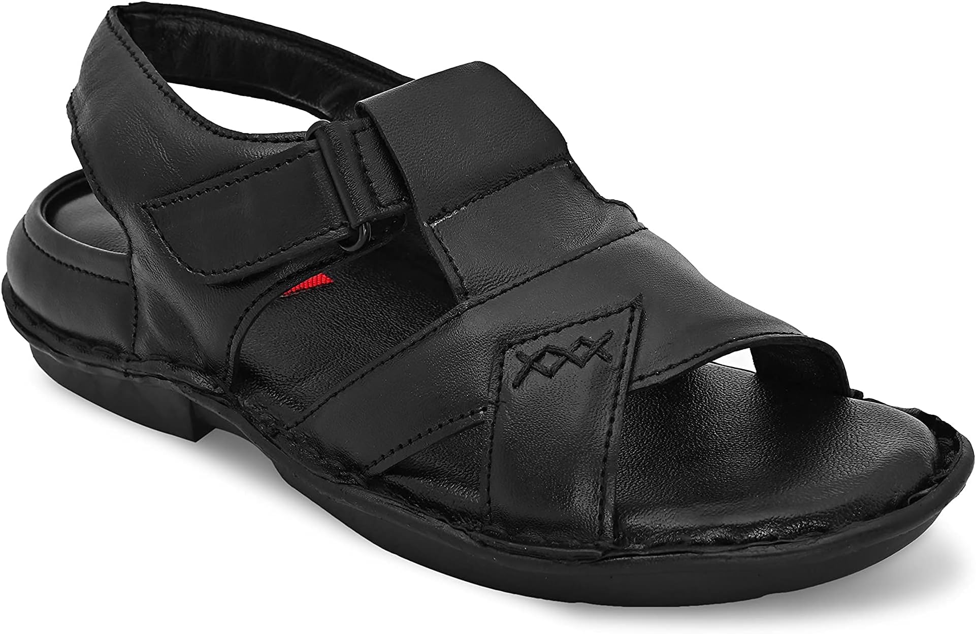 FASHION VICTIM Men's 8005 Black Leather Uppper Stich Fashion Sandals