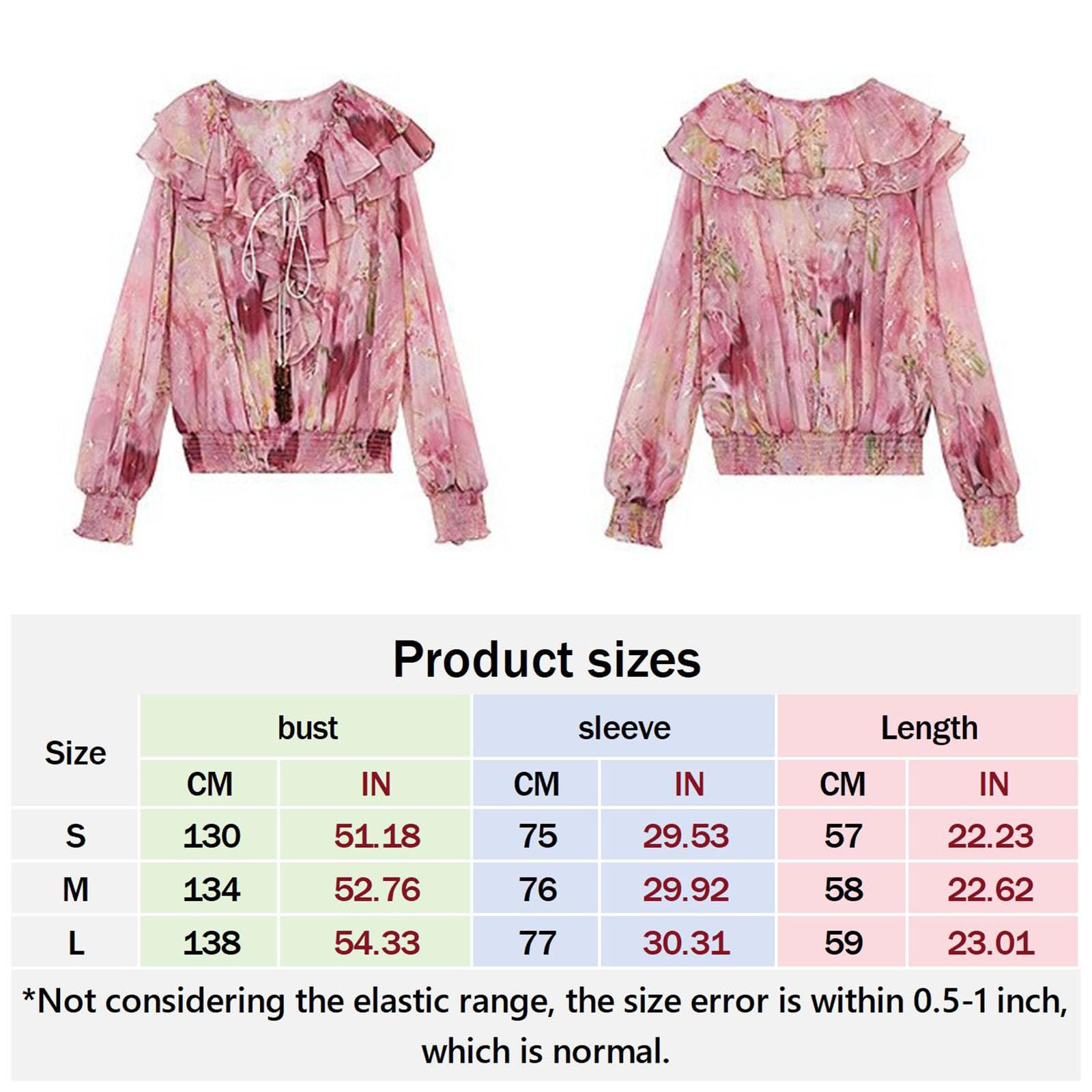 Blouse pour femmes à volants imprimée, col en V, manches longues, tendance, élégante, chemisier en chiffon à fleurs