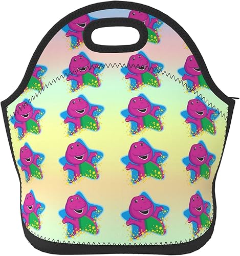 ORPJXIO Lonchera reutilizable Barney Show and Friends de neopreno portátil con aislamiento térmico para picnic al aire libre, oficina, 11 x 11.4 x