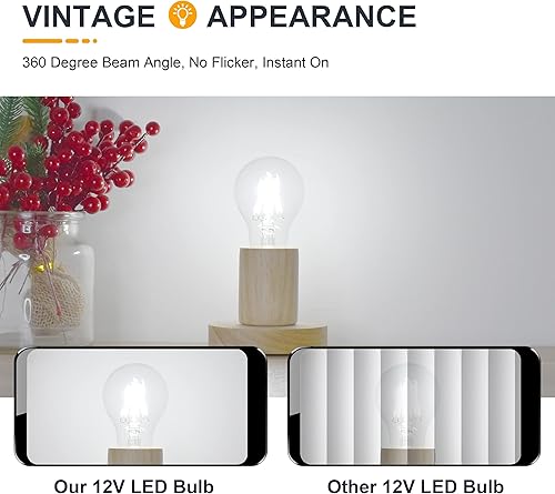 Miniatura 3 de Bombilla LED de 12 voltios equivalente a 60 vatios, A60A19 6 W 5000 K luz diurna blanca E26 LED Edison, 12-24 voltios CC, 600 lúmenes, paquete de 2