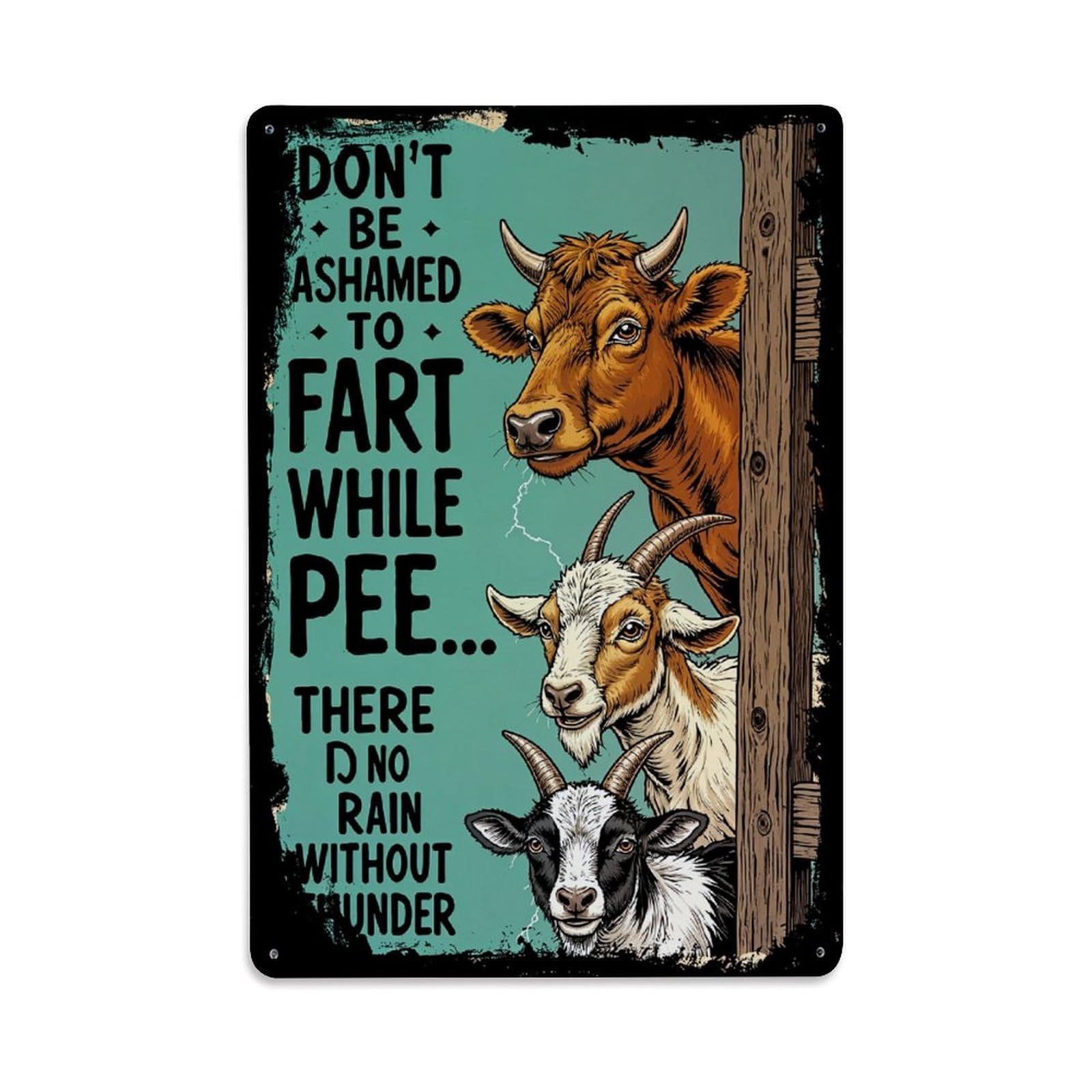 Jdfenggu Vintage Cow Goat Sheep Farm Humor Retro Metal Tin Sign, Decor Art Poster For Bar, Home, Man Cave, Kitchen, Laundry Room Gift 8X12inch