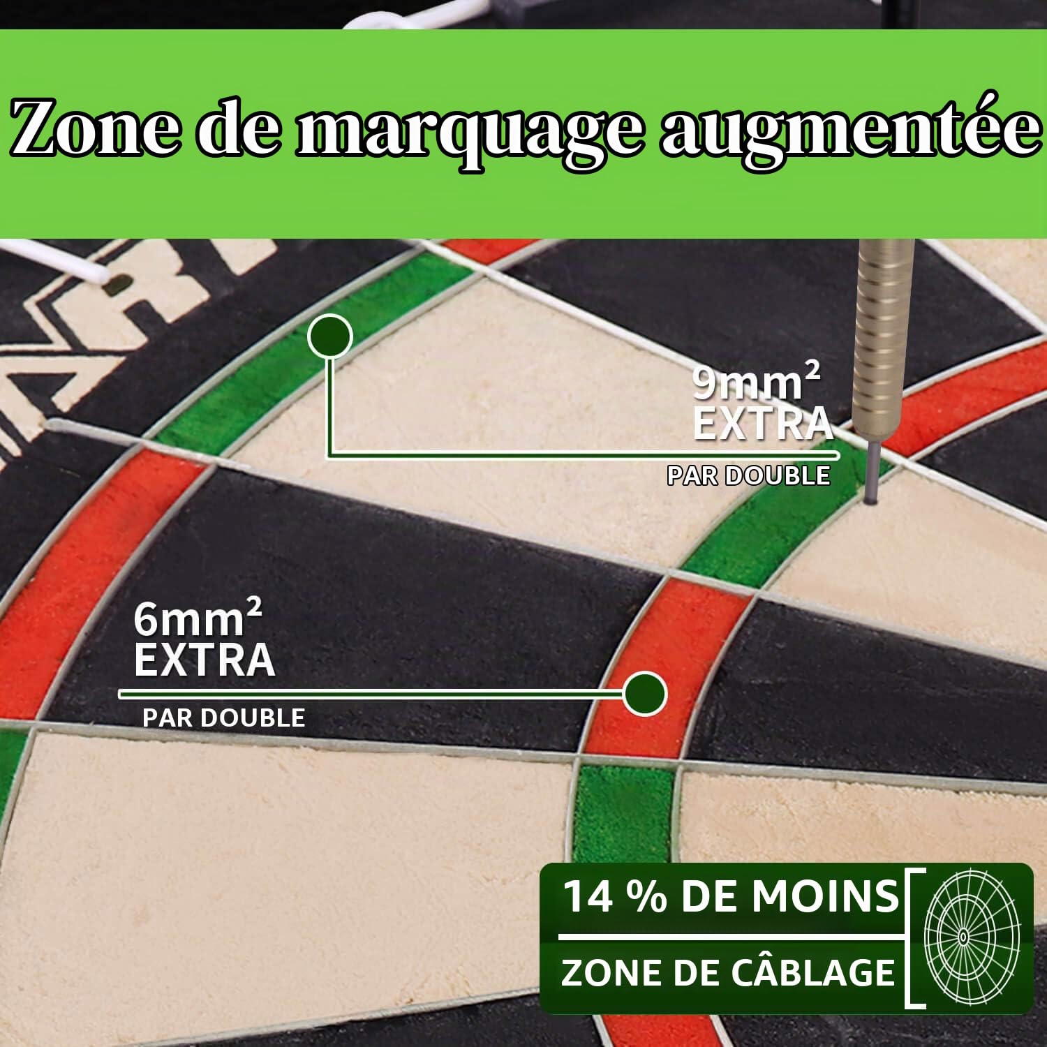 WIN.MAX Cible de fléchettes en liège officielle avec flèches, mesure de tournoi, cible de fléchettes en acier