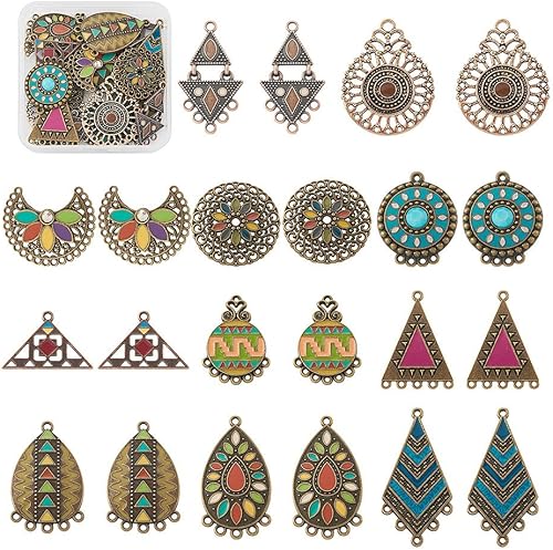 Vista 70 de FASHEWELRY 16 piezas de aretes de turquesa de estilo tibetano, joyería occidental redonda plana, joyería occidental, colgantes de piedras preciosas