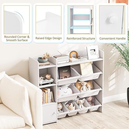 Miniatura 8 de Costzon Organizador de almacenamiento de juguetes para niños, armario de almacenamiento de 4 niveles con 8 contenedores extraíbles, estantería