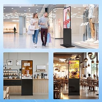 43 inch Indoor Digital Signage LCD Screen IPS Floor Standing Digital Kiosks Interactive Displays with WiFi HDMI/USB Input Auto AD Player, Android OS Black