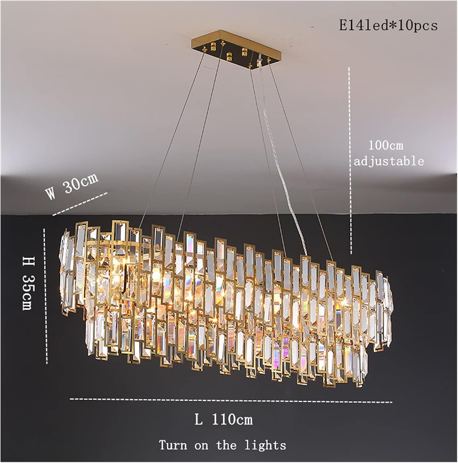 Modern Luxury Crystal Lighting Fixture Contemporary S Lamp Pendant Hanging Light for Home Restaurant Decor (Size : 80 cm) (L110H35W30cm) image 5