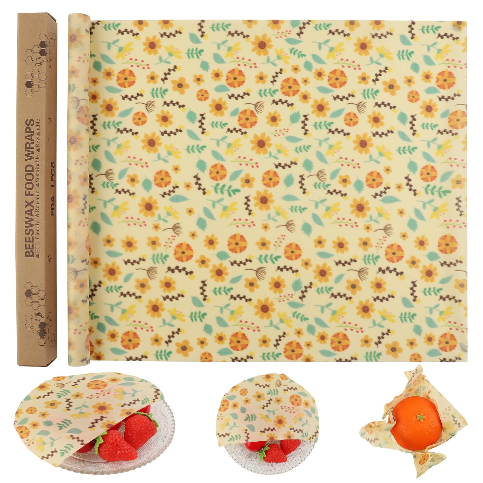 GmeDhc 1 Roll of Beeswax Cloths, Wax Paper for Food, Reusable Beeswax Cloths for Wrapping, Food, Cheese Bread, 100 x 33 cm