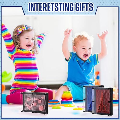 Miniatura 6 de Jenaai Paquete de 4 pines 3D grandes de 6 x 8 pulgadas, tablero de arte de pines, juguete sensorial de plástico colorido, tablero de palma, juguete