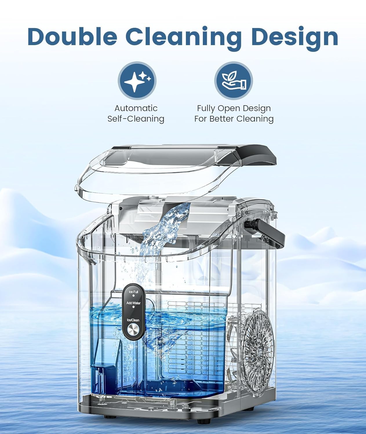 Electactic Countertop Ice Maker With Handle, Stainless Steel Ice Machine, 35 Lbs/Day Ice Making Capacity, Includes Ice Scoop, Ideal For Home, Bar, Party And Office Use(Sliver) on Fridge.com - View 6