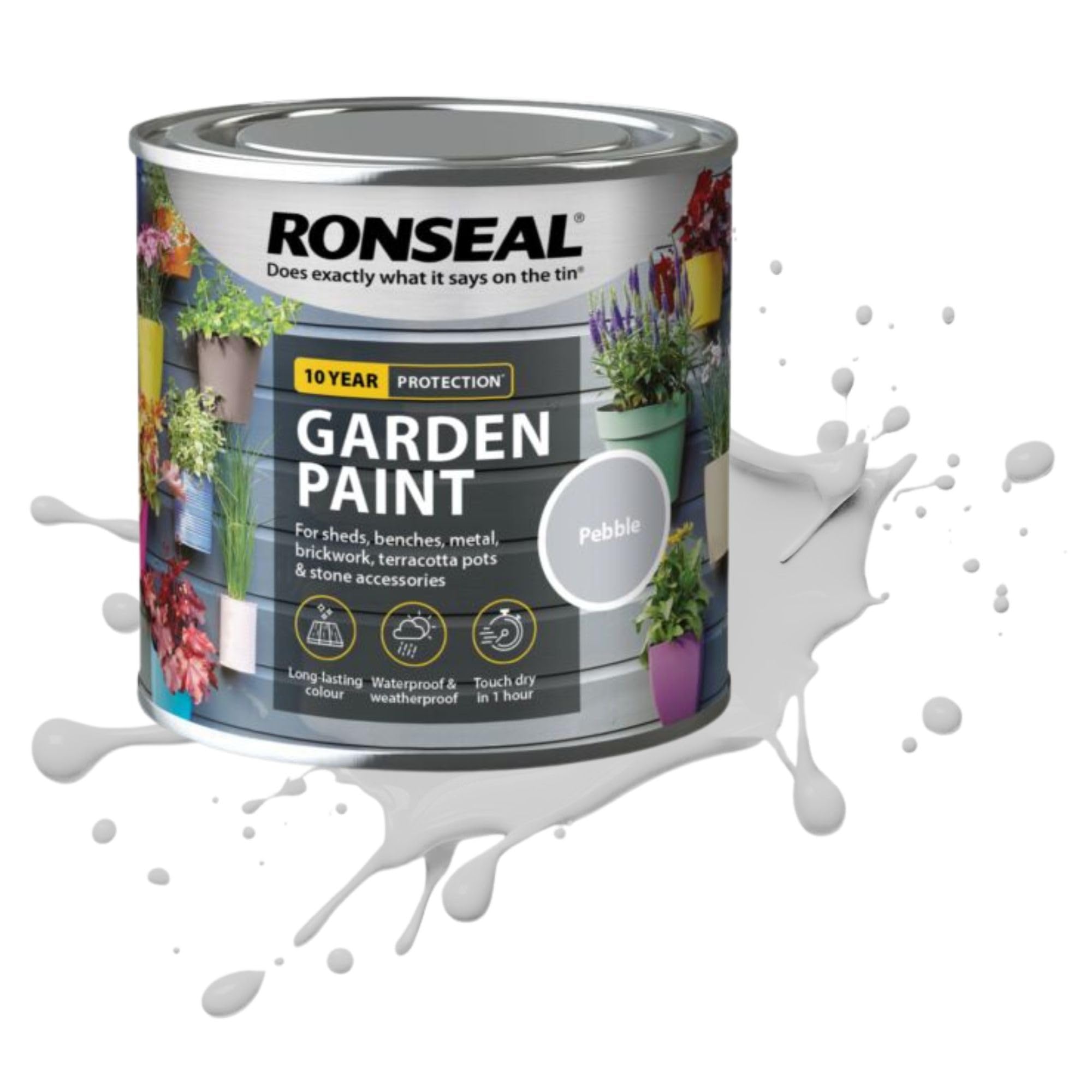 AOC24 750ML Garden Paint Pebble, Water Based Outdoor Paints, Long Lasting Weather Resistant, Fast Drying Color for Wood, Bricks, Pots, Anti Crack Peeling DIY Paint (Pebble, 750 M L)