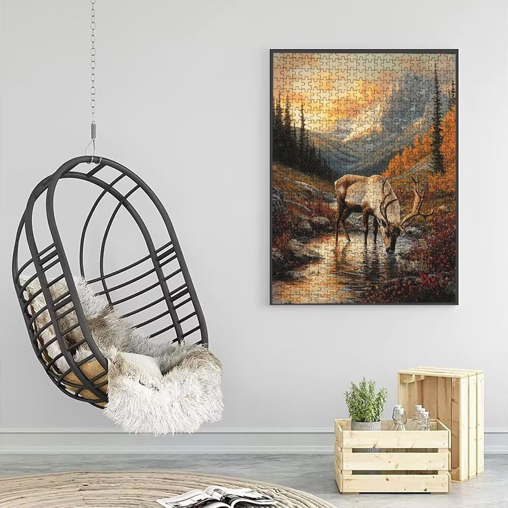 DX0YL0-594 puzzle ze stawem jelenia, 5000 elementów, trudne puzzle, klasyczne gry edukacyjne, zabawne zajęcia rodzinne, do dekoracji ścian domu, prezent