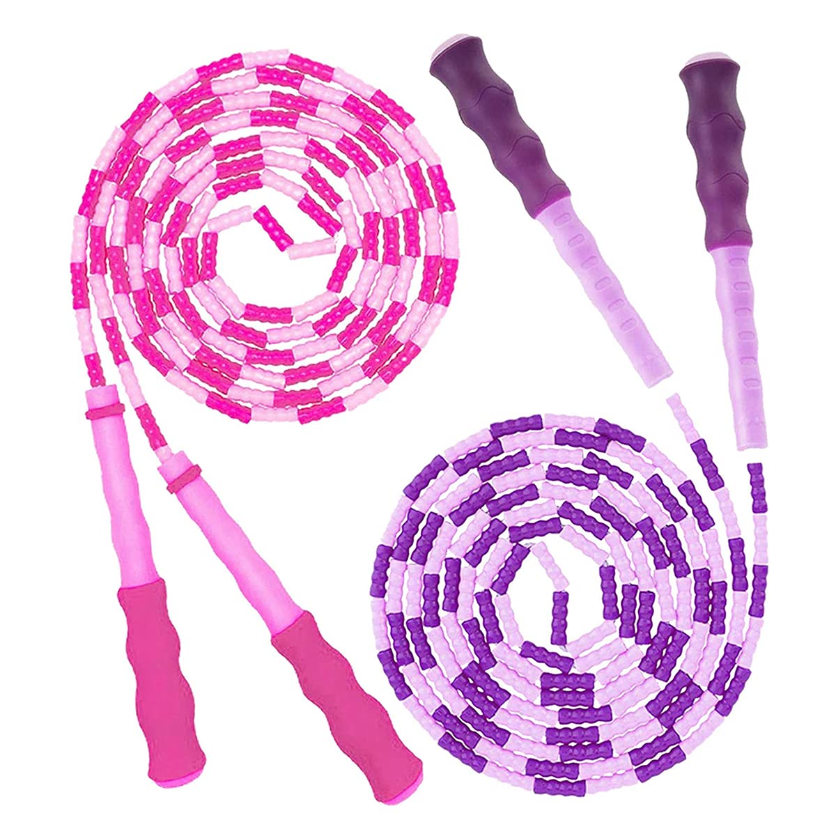 2 Pcs Soft Beaded Jump Rope, Adjustable Tangle - Free Segmented Skipping Rope Slub Fitness Rope Skipping for Keeping Fit, Training, Workout and Weight Loss (Pink and Purple) (B09DC97PV1) Amazon Price History, Amazon Price Tracker