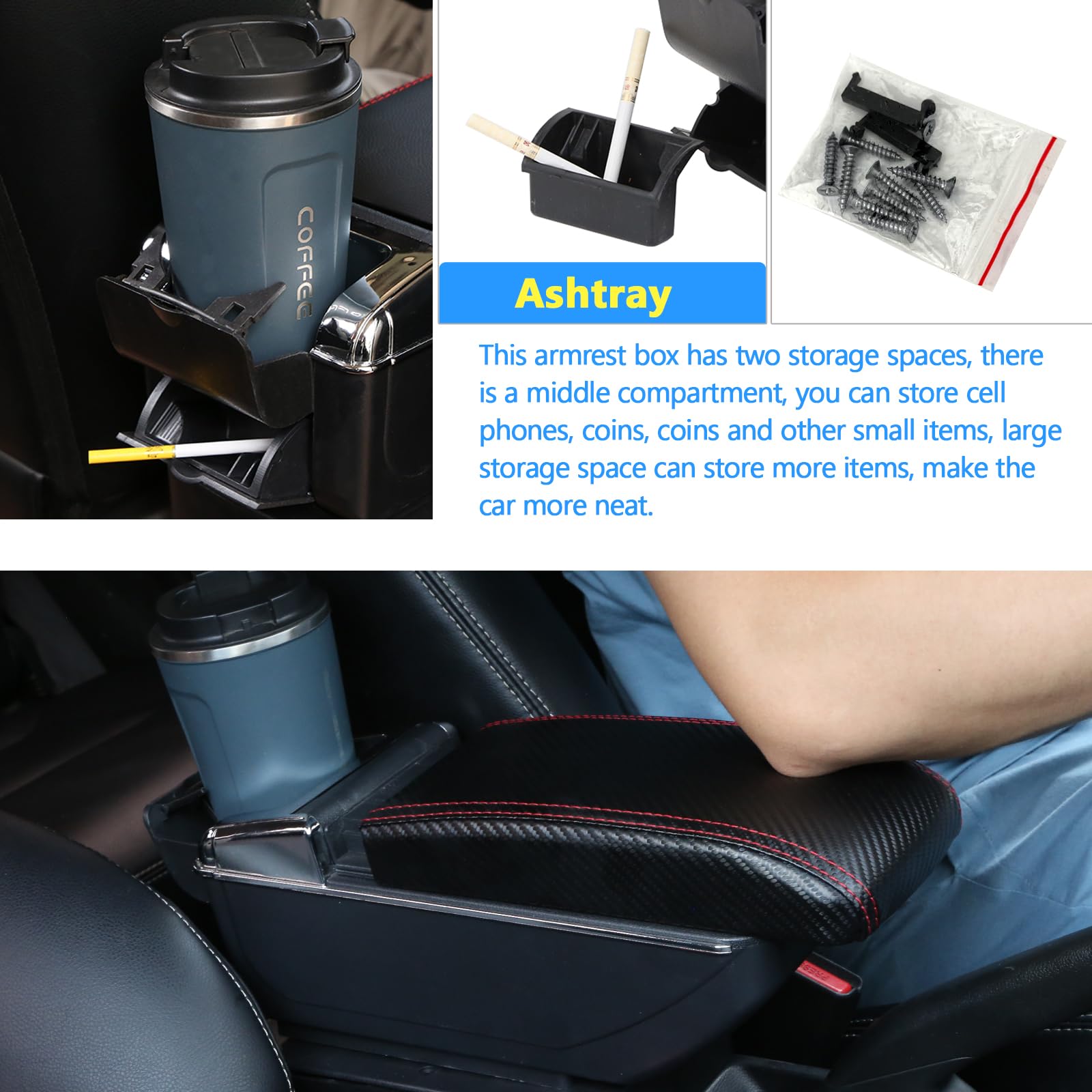 Auto-armsteun voor Focus 3 mk3 2011-2019 Dubbellaags console center Auto-armsteun voor Focus 3 mk3 2011-2019 Dubbellaags console center