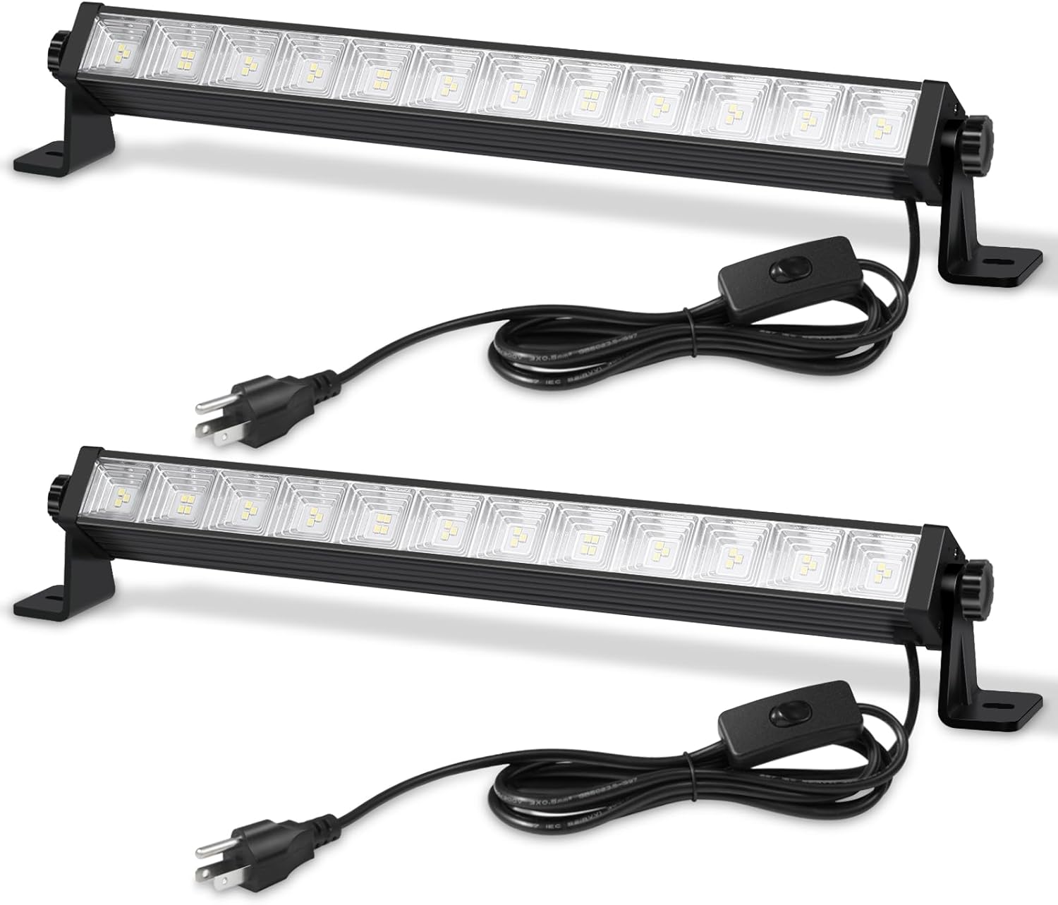 2 Pack 24W LED Shop Lights – 5400 lm 6000 K Daylight, 6.5 ft Plug-in Cord with Inline Switch, 180° Tilt, Graphene Cooled – Linkable Garage, Workshop, Warehouse, Yard Lighting