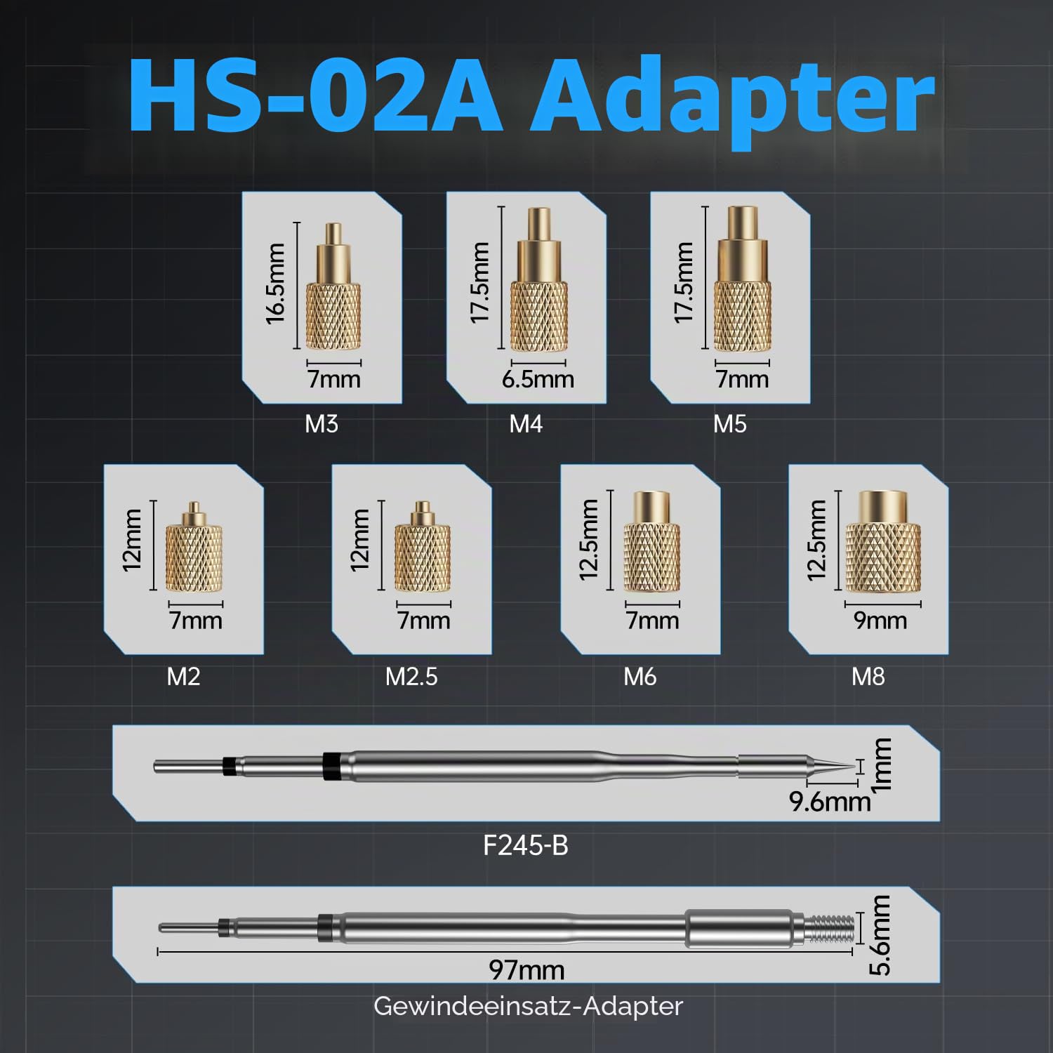 FNIRSI HS-02A Lötkolben, M2-M8 Heizeinsatz-Mutter-Werkzeug-Set