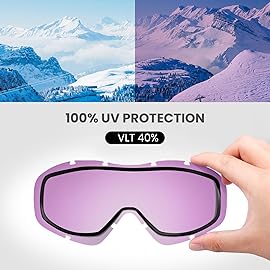 OutdoorMaster OTG Ski Goggles - Over Glasses Ski/Snowboard Goggles for Men, Women & Youth - 100% UV Protection (White Frame + VLT 40% Sapphire Lens)