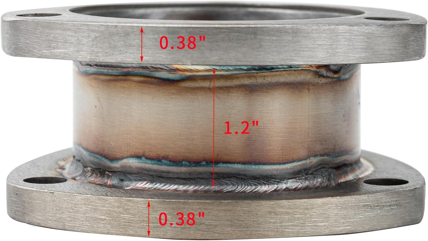 3 Inch OD 3 Bolt Exhaust Flange Double Flanged Connector Pipe, T304 Stainless Steel Weld-On Adapter, Universal Exhaust Coupler for Exhaust System Repair & Fabrication