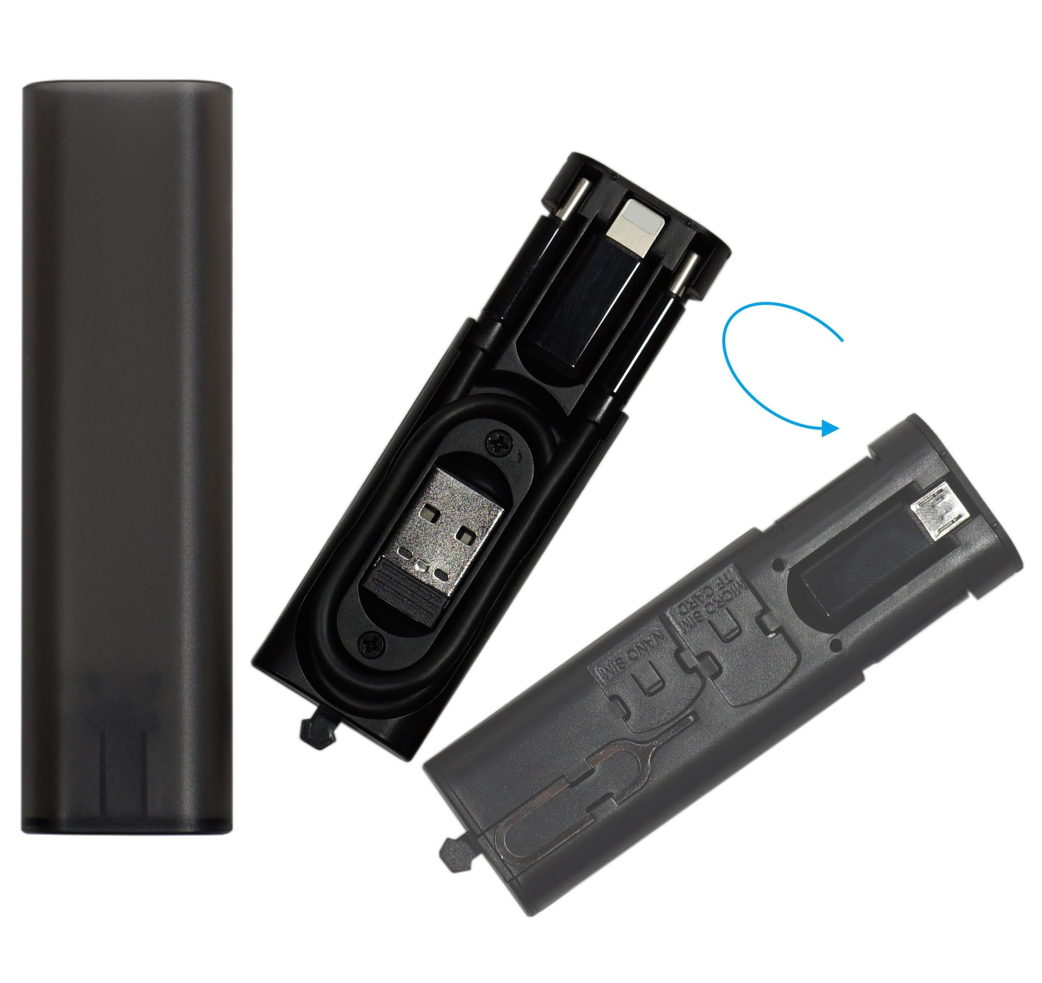 Yinow USB Type C to C Charging and Data Transfer Cable with 3 Adapters Combination Set in Tube Case, Translucent Black