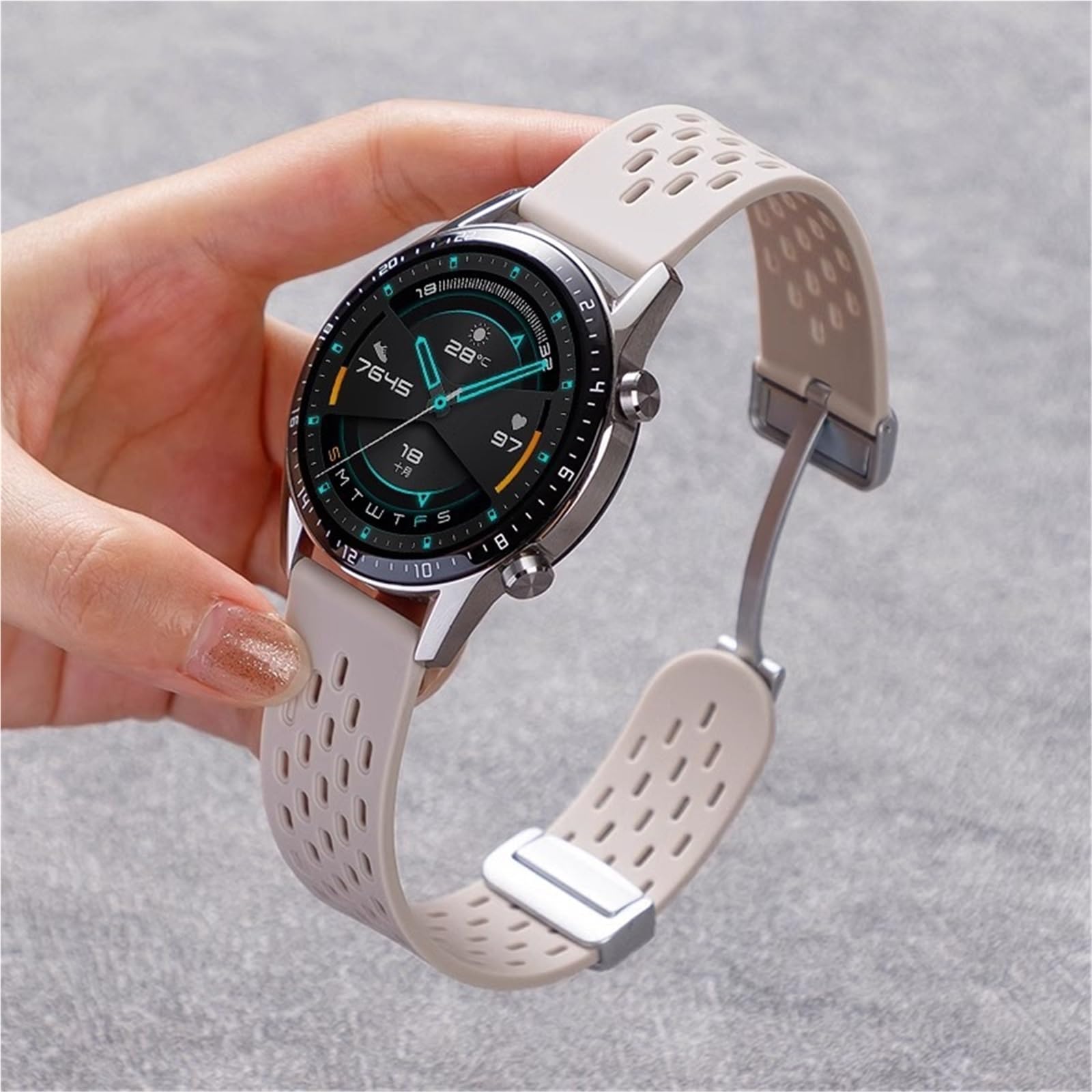 EZZON Bracelet de montre magnétique en silicone pour Huawei Watch GT 5 46 mm 41 mm - Bracelet de sport respirant pour Huawei GT5 Pro GT4 GT3 GT2 Correa (S-vert menthe, 20 mm), 20mm, Achat