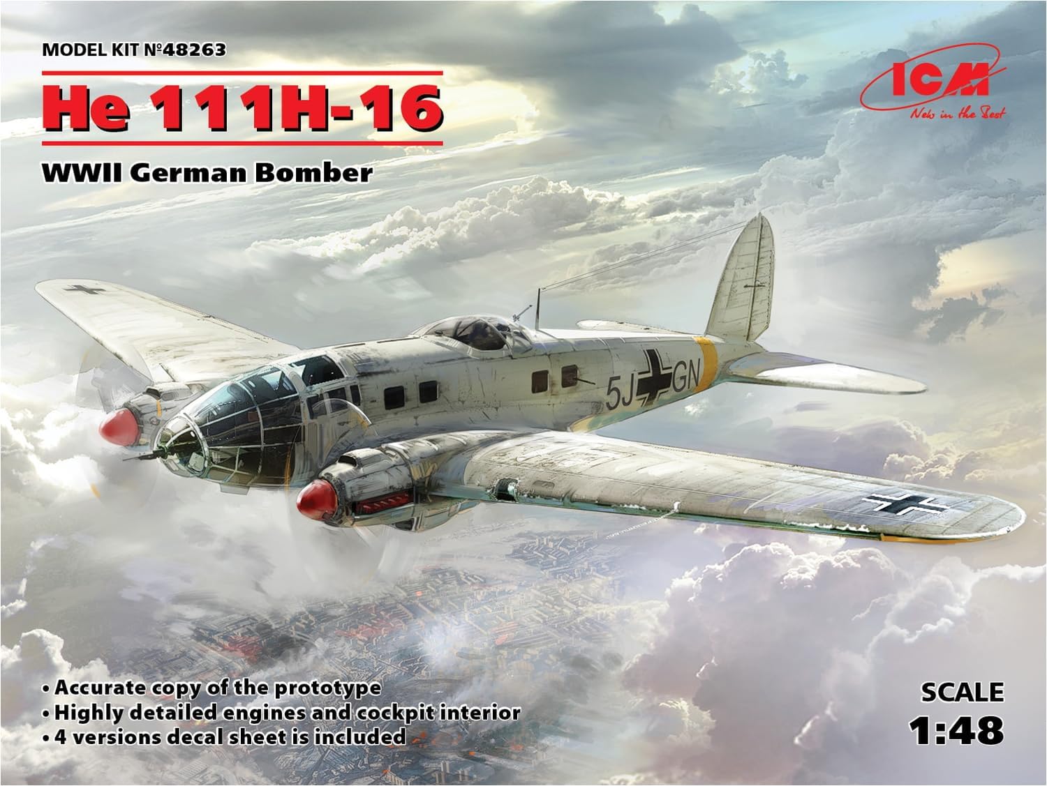 ICM ICM48263 1:48-He 111H-16, WWII German Bomber