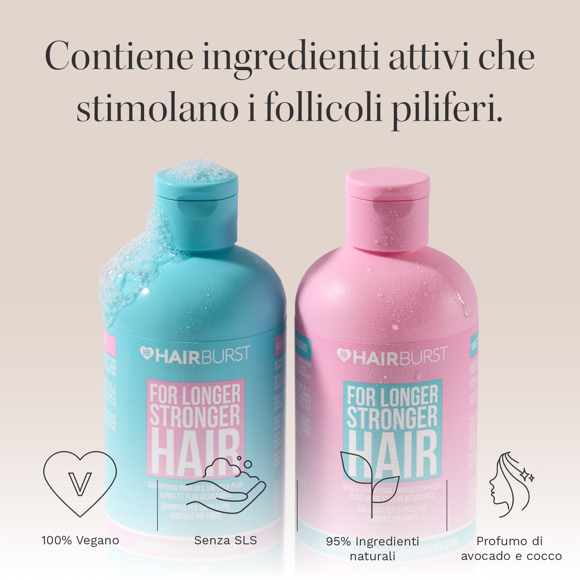 HAIR BURST Shampoo e Balsamo Set per la Crescita dei Capelli per le Donne Contro la Caduta e il Diradamento - Aumento della Crescita dei Capelli Sani