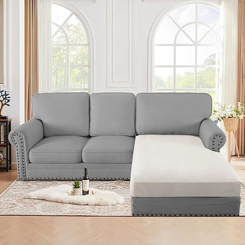 Miniatura 15 de H.VERSAILTEX Fundas de cojín individuales elásticas para sofá, fundas de cojín de gamuza suave, funda lavable para sofá modular (funda de sofá de 3