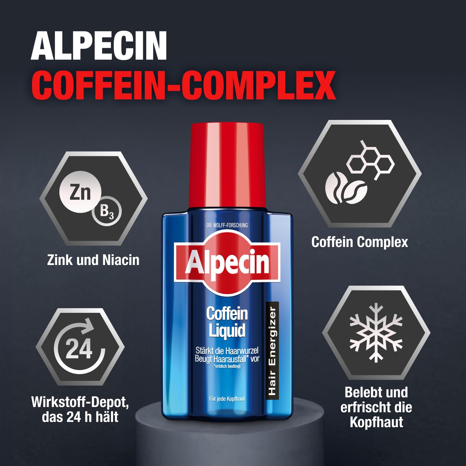 Alpecin Płyn z kofeiną – 4 x 200 ml – płyn do włosów zapobiegający dziedzicznemu wypadaniu włosów u mężczyzn – wzmacnia cebulki włosów