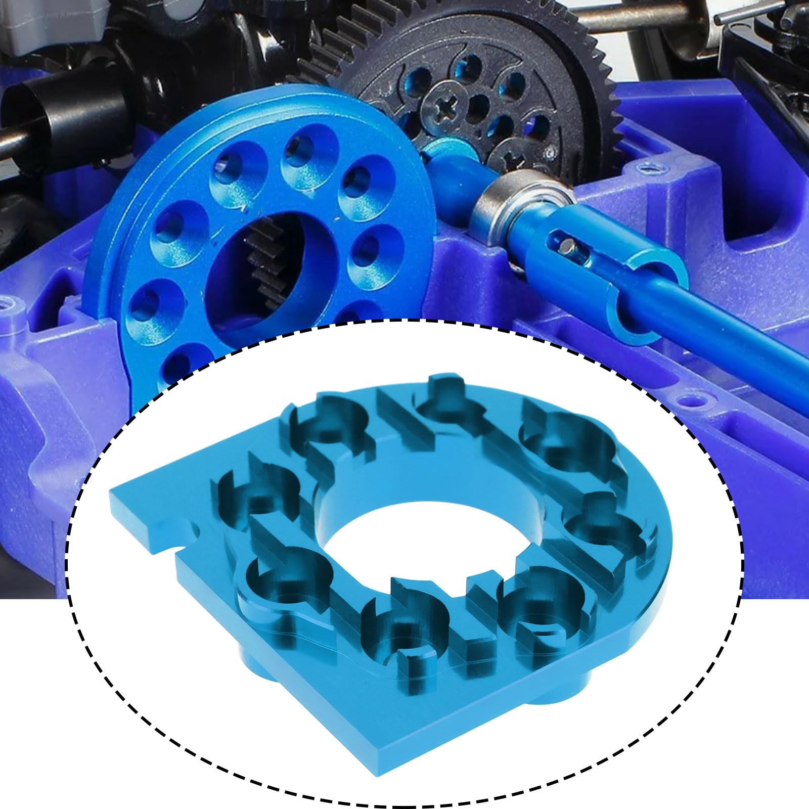 OTOTEC Blue Chassis Motor Mount Aluminium Compatible with Tam-iya TT01 TT01E - Image 2