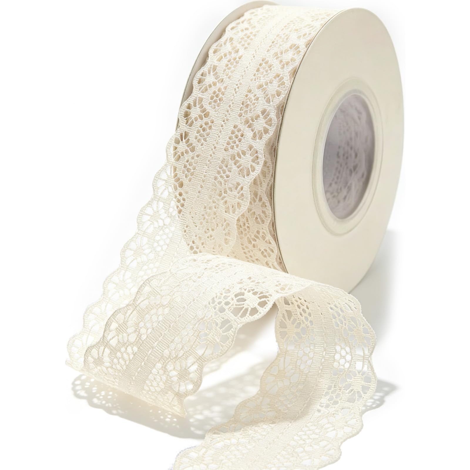 22M Off White Lace Ribbon Trim, Floral Lace Decorate, 3 cm Wide, Gift Wrapping Wedding Trim,for Sewing DIY Crafts Party Decorations Scrapbooking Wedding Decor Flower Design