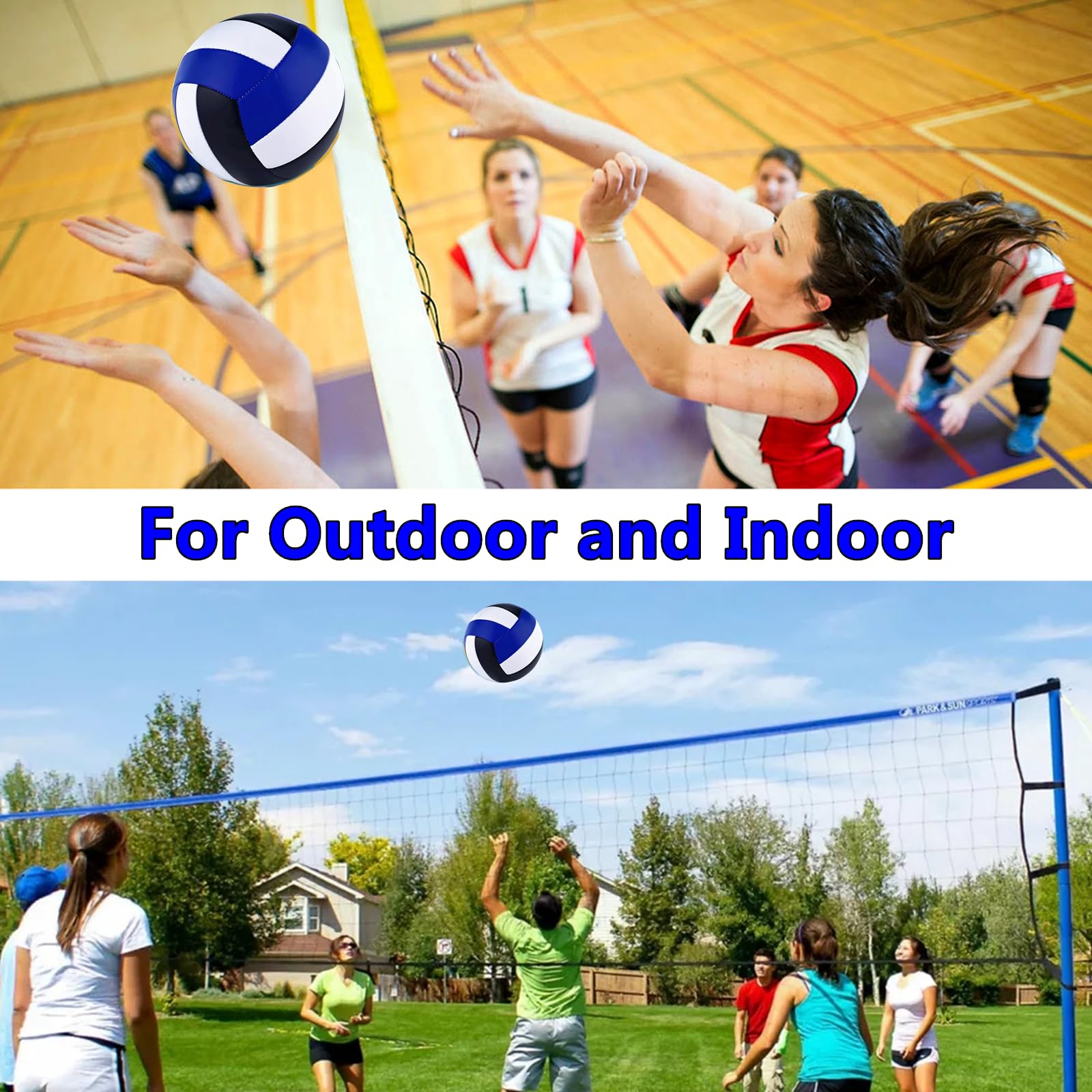 Volleybälle, offizielle Größe 5, wasserdicht, weich, Freizeit-Volleybälle mit Pumpe und Netztasche für drinnen und draußen, Strand, Sandwasser, Pool, Spiel, Training, Match für Anfänger, 6