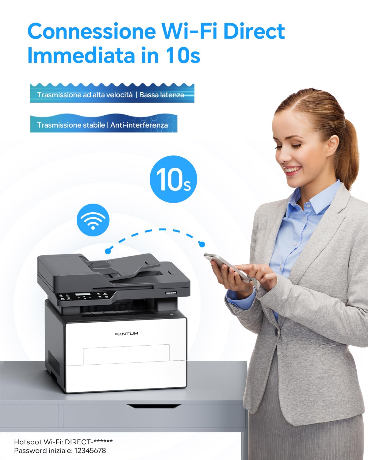 PANTUM BM4249ADW Imprimante Laser Multifonction Scanner photocopieur avec ADF, Noir et Blanc, Impression Recto-Verso Automatique, Anti-Bourrage, USB & Wi-FI, avec Toner TL-A4219H (3000 Pages)