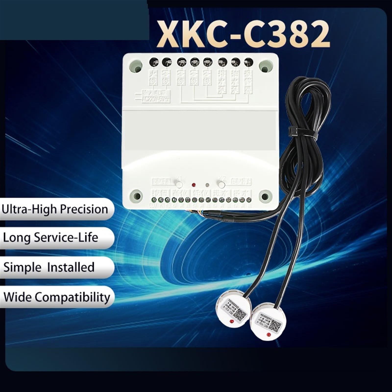 Sensor de nivel de agua, Controlador automático de nivel de drenaje y suministro de agua XKC-C382 Sensor de nivel de agua Sensor de nivel sin contacto Sensor de nivel de agua(3P-ingress 12-24v)