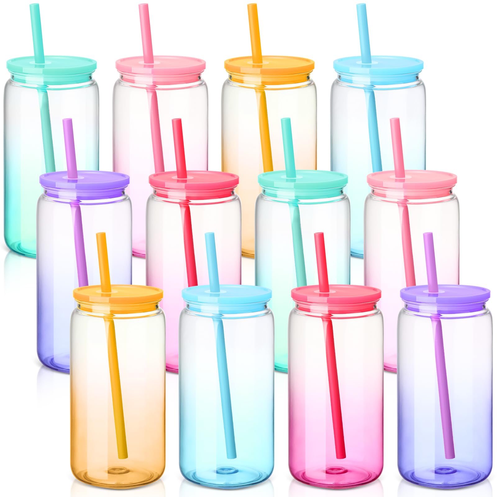 Amazon.com: Blushtier 12 Pack Acrylic Mason Jars with Lids and Straws