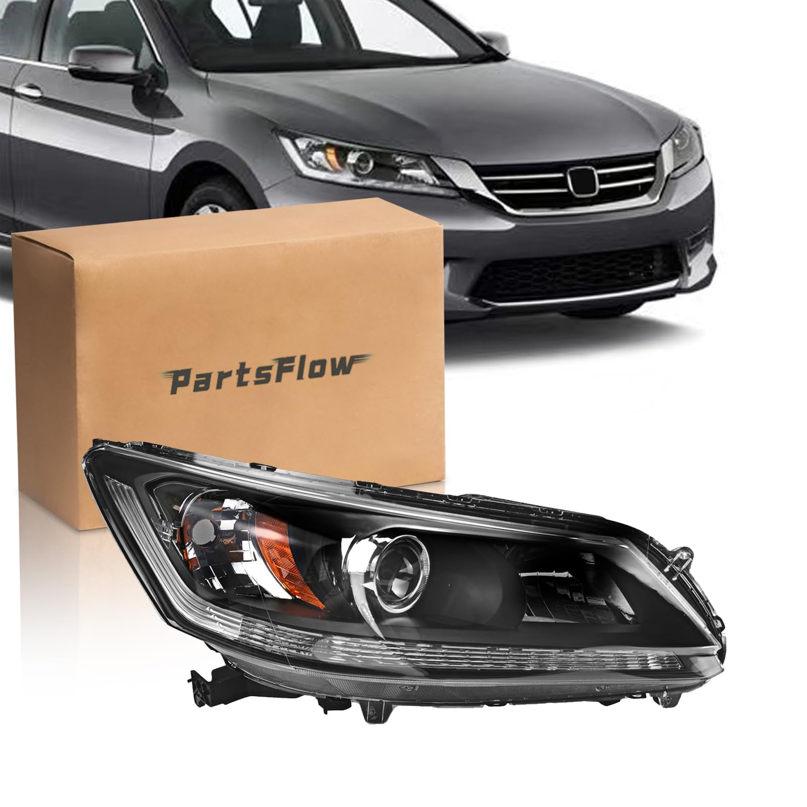 Amazon.com: PartsFlow Halogen Headlight Black Housing Clear Lens