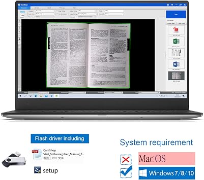 Document Cameras Scanner,10MP CMOS,Visual Presenter Max A3 Size,OCR Technology,W/LED Light and Micphone,Easy-to-Use Tools for 100P Book Scanner PDF, Portable for Teacher,Classroom and Conference