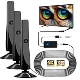 2025 Strongest TV Antenna Indoor, New HD Digital Broadwave TV Antenna HDTV 1080p 4k Long Range, No WiFi Needed, Compatible Supports for All Smart TVs (3PC)
