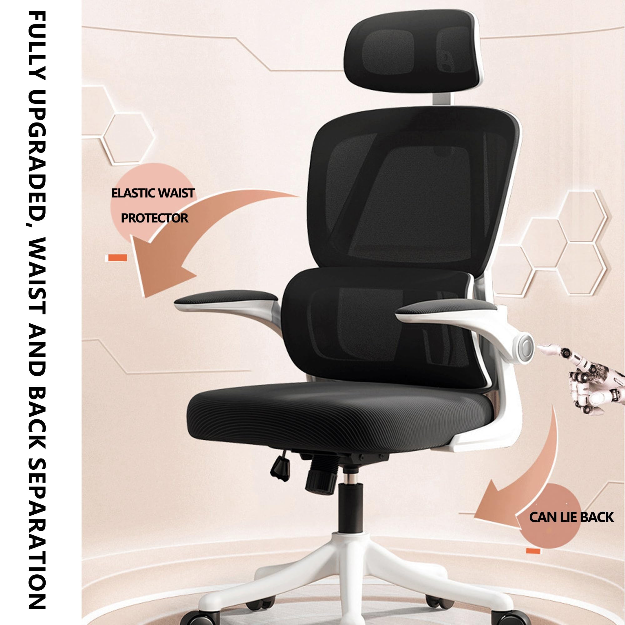 Silla ergonómica para computadora con respaldo ajustable, reposacabezas y reposapiés, cómodo asiento de escritorio con ruedas giratorias para largas sesiones de estudio o juegos, reclinación de 35°,