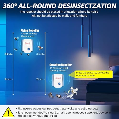Miniatura 3 de Repelente ultrasónico de plagas, repelente de plagas, repelente de insectos para interiores, repelente de arañas para ratones, repelente de ratones