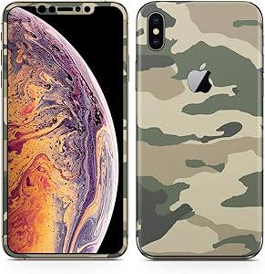 igsticker iPhone Xs Max Skin Sticker Full Body Coverage Vinyl Decal - Dustproof Anti-Scratch for Apple iphonexs max xsmaxfull-008444-ds Green Green Camouflage Pattern