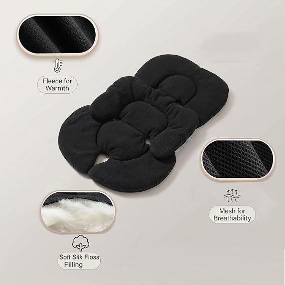 Infant Car Seat Insert Baby Stroller Newborn Insert Pram Liner Buggy Pushchair Seat Liner Soft Cosy Plush & Mesh Seat Cushion Reversible