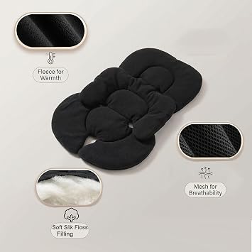 Infant Car Seat Insert Baby Stroller Newborn Insert Pram Liner Buggy Pushchair Seat Liner Soft Cosy Plush & Mesh Seat Cushion Reversible
