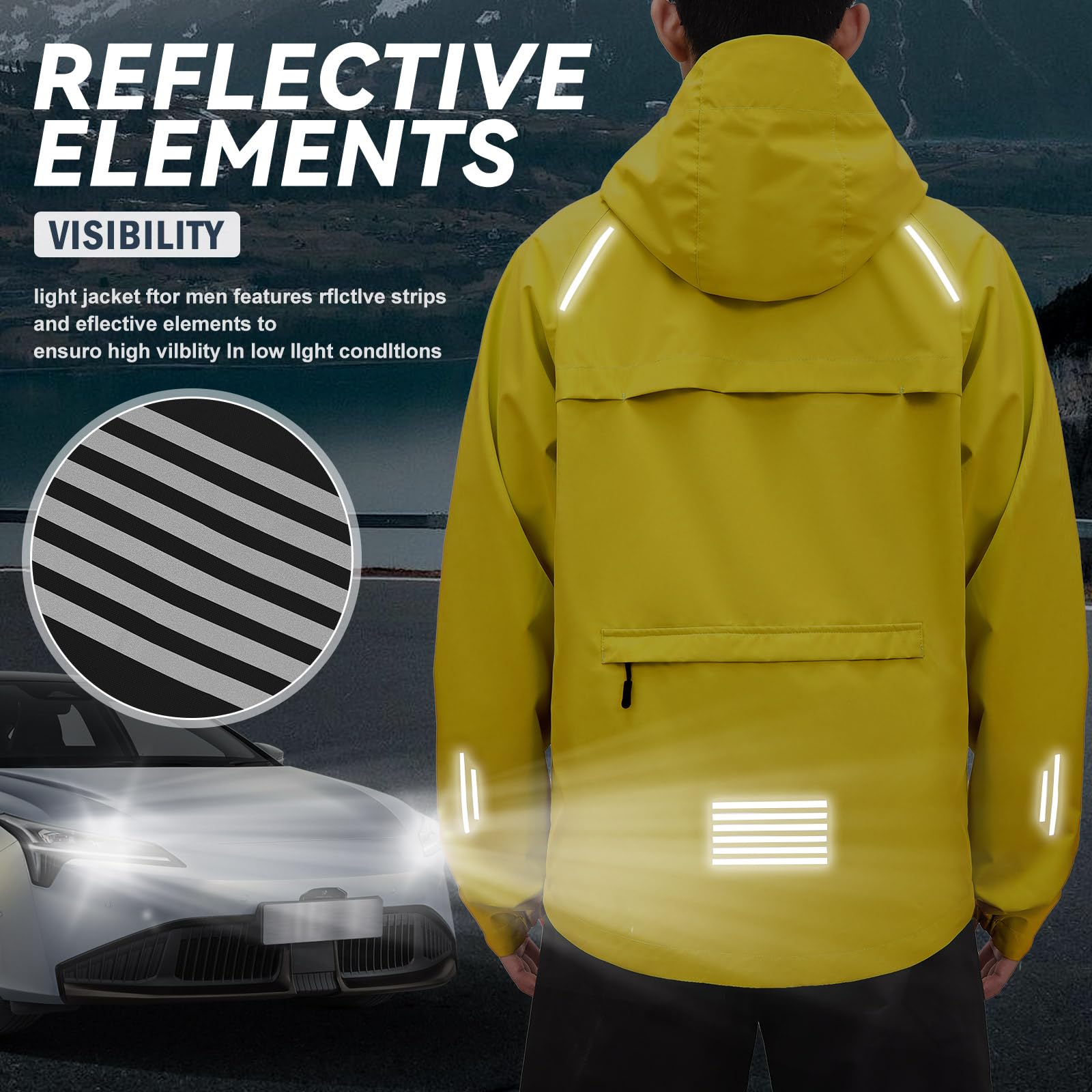 UMIPUBO Veste Imperméable Pour Homme Pluie Extérieure Coupe Vent Respirante Réfléchissante Blouson Légère Vêtements à Capuche Outdoor Cyclisme Plein air Voyage Course à pied Randonnée