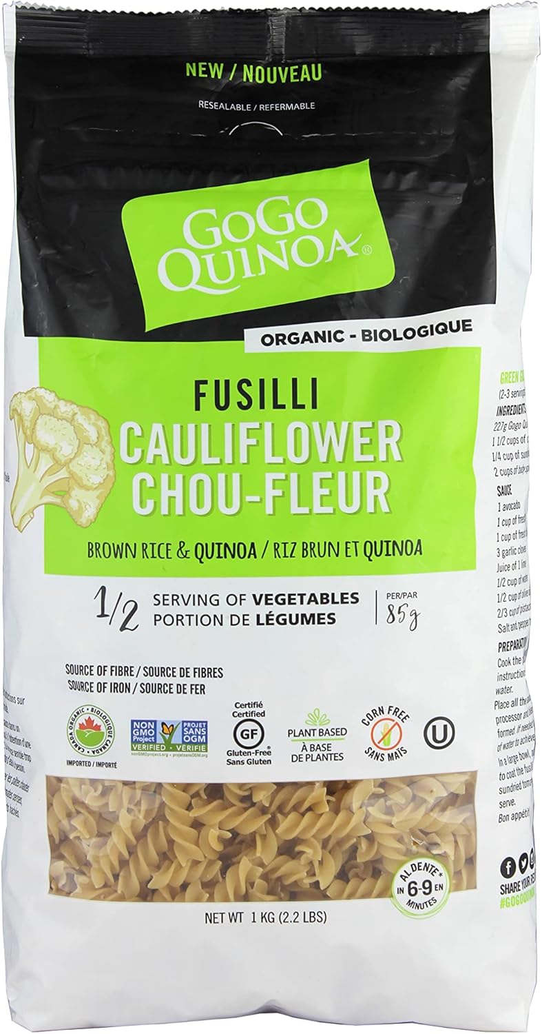 GoGo Quinoa Gluten Free Organic Cauliflower Fusilli Non GMO Pasta 1kg