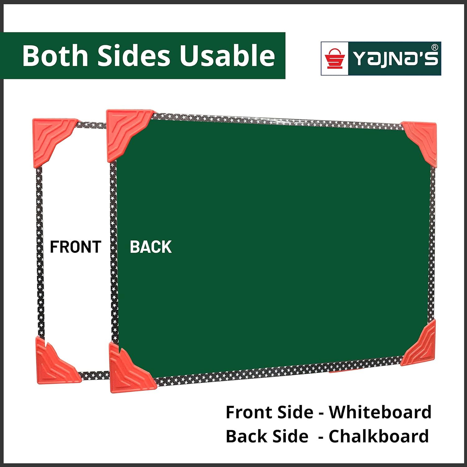 Non-Magnetic 8x11 Inch Double Sided White Board & Chalkboard Slate Both Side Writing Boards, One Side White Surface & Reverse Side Green Surface - Pack of 1 Piece
