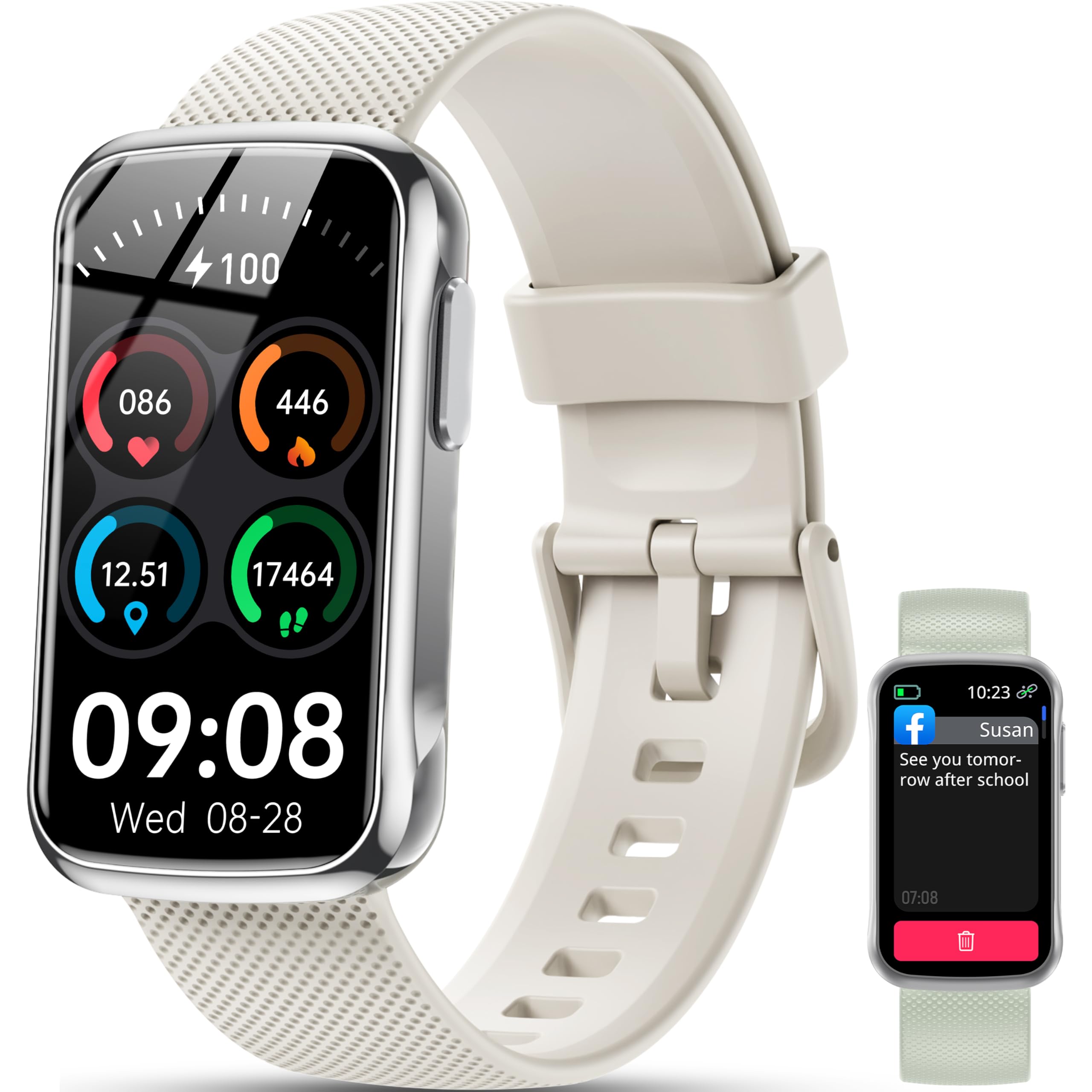 OUKITEL Smartwatch Donna Uomo, Due Cinghie 1.47” HD Orologio Smartwatch, 24+ Modalità Sportive Smart watch con Sonno/SpO2/24H Cardiofrequenzimetro, Impermeabile IP68 Fitness Tracker per Android iOS