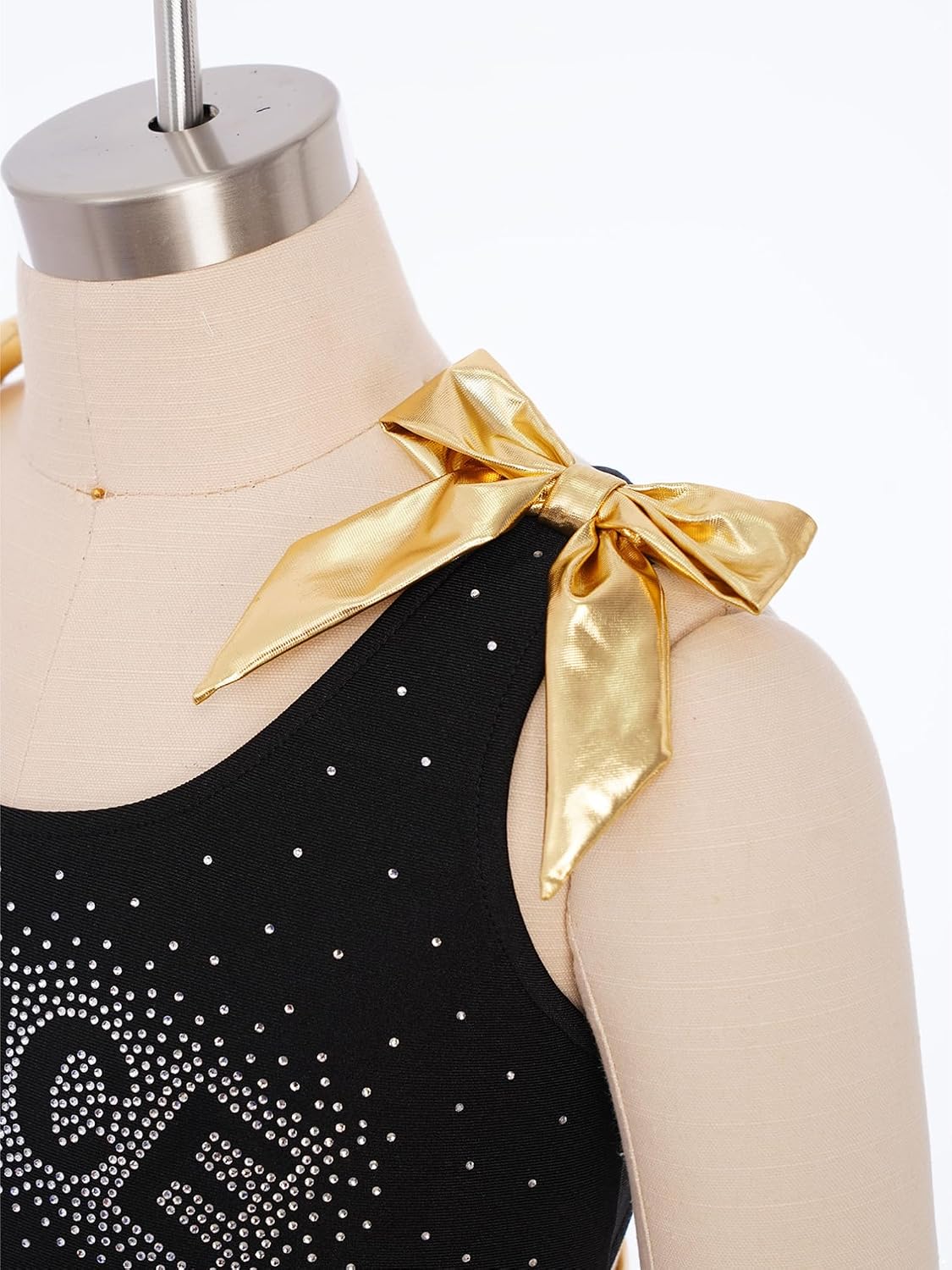 TiaoBug Kids Girls Rhinestone Dance Top Shiny Metallic Crop Tank Tops Gymnastics Training Sports Vest
