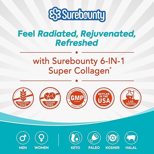 Miniatura 7 de Complejo de colágeno múltiple, tipo I, II, III, 6 en 1 súper colágeno con vitamina C, ácido hialurónico, biotina, cúrcuma, pimienta negra, ceto, 90