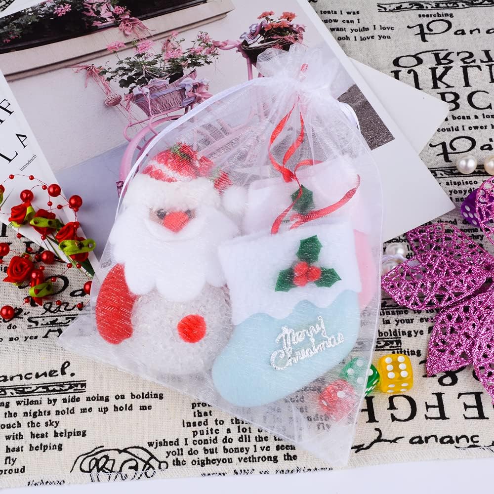 100 Piezas 20X30cm Bolsas de Organza de Regalo Bolsas para Joyas Bolsas de Regalo Bolsitas con Cordón para Bodas Favores de Fiesta y Envoltura de Joyas Caramelo,Blanco