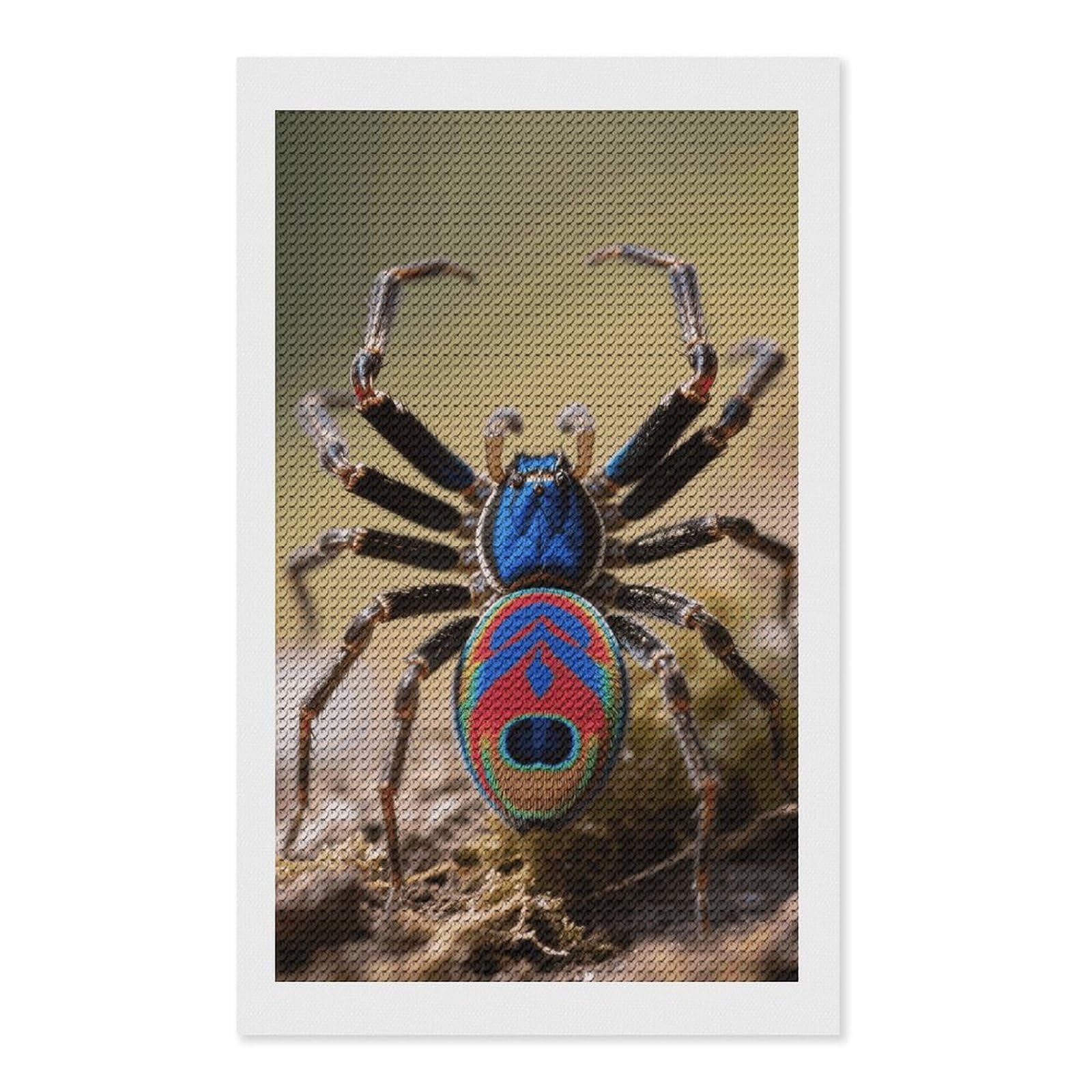 FodPand Peacock Spider 5D Diamond Painting Kits for Adults Beginners Full Drill Round Diamond Dots Pictures Gem Art Supplies for Home Wall Room Decoration DIY Craft Set Gift 12x20