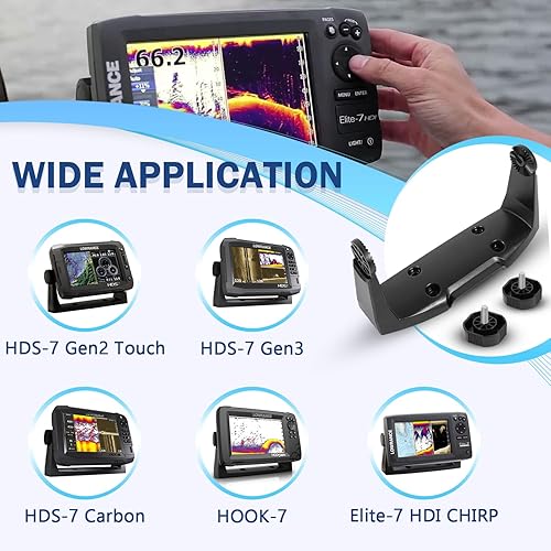 Miniatura 3 de 000-11019-001 Soporte de montaje de cardán actualizado con perillas para modelos de pantalla táctil Lowrance HDS-7 HDS Gen3, HDS Gen2 Touch, Elite y